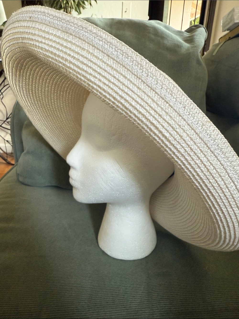 Laura Ashley Wide-Brim Straw Hat in White
